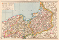 Карта - Западная и Восточная Пруссия. 1881 год.